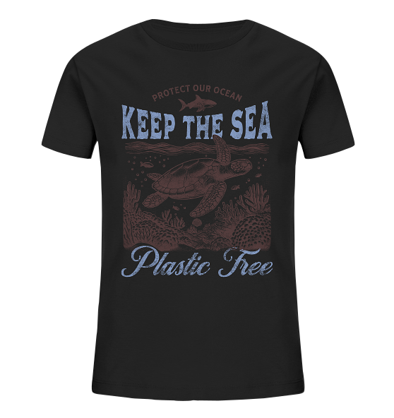 Keep the Sea Plastic Free Umweltschutz Spruch - Kinder Bio Shirt - Kiebitzdelle