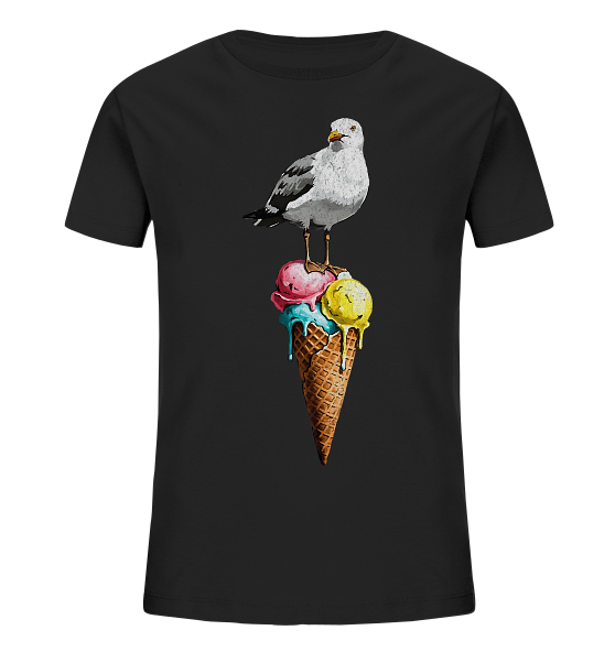 Eisdieb Freche Möwe mit Eiscreme - Kinder Bio Shirt - Kiebitzdelle