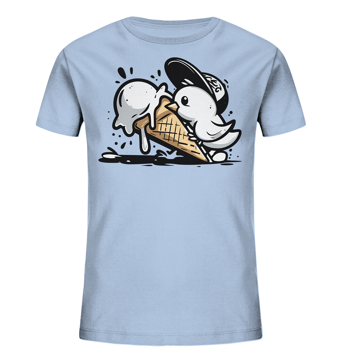 Möwe Küken mit Eis Street Art - Kinder Bio Shirt