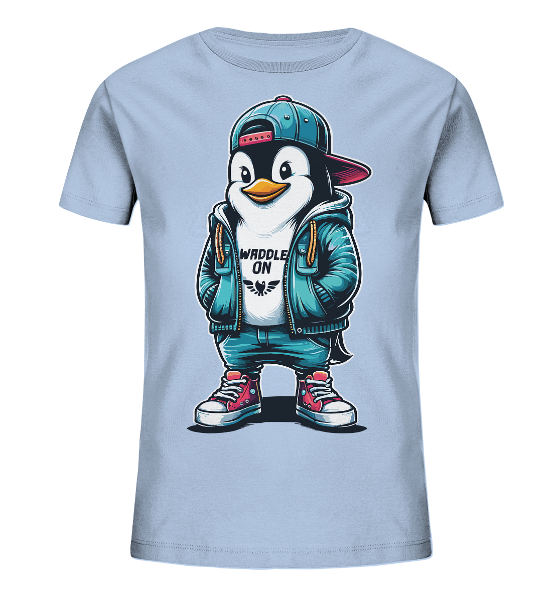 Hipster Pinguin Waddle On - Kinder Bio Shirt - Kiebitzdelle