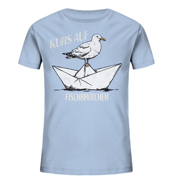 Kurs auf Fischbrötchen Papierschiff Möwe - Kinder Bio Shirt - Kiebitzdelle