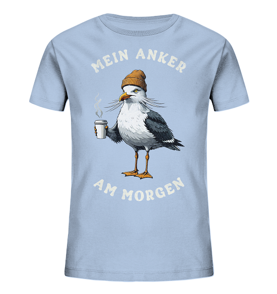 Mein Anker am Morgen Kaffee Möwe - Kinder Bio Shirt