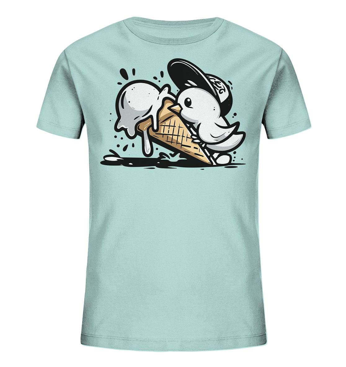 Möwe Küken mit Eis Street Art - Kinder Bio Shirt