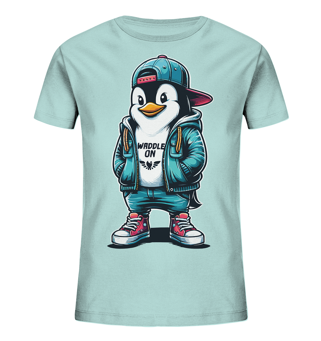 Hipster Pinguin Waddle On - Kinder Bio Shirt - Kiebitzdelle