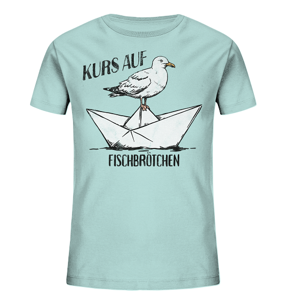 Kurs auf Fischbrötchen Papierschiff Möwe - Kinder Bio Shirt - Kiebitzdelle