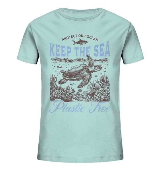 Keep the Sea Plastic Free Umweltschutz Spruch - Kinder Bio Shirt - Kiebitzdelle