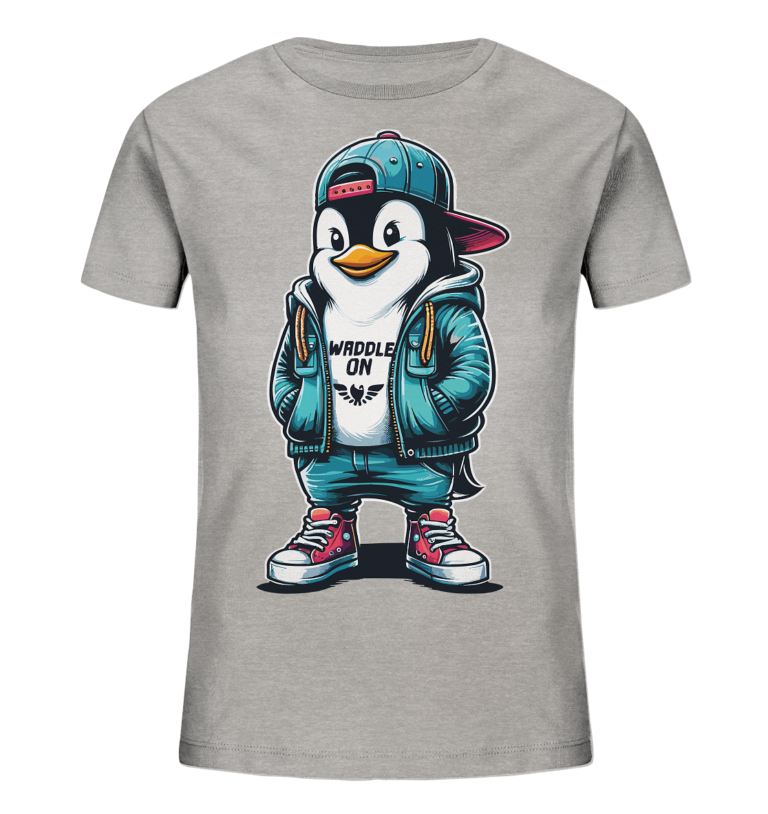 Hipster Pinguin Waddle On - Kinder Bio Shirt - Kiebitzdelle