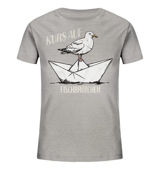 Kurs auf Fischbrötchen Papierschiff Möwe - Kinder Bio Shirt - Kiebitzdelle