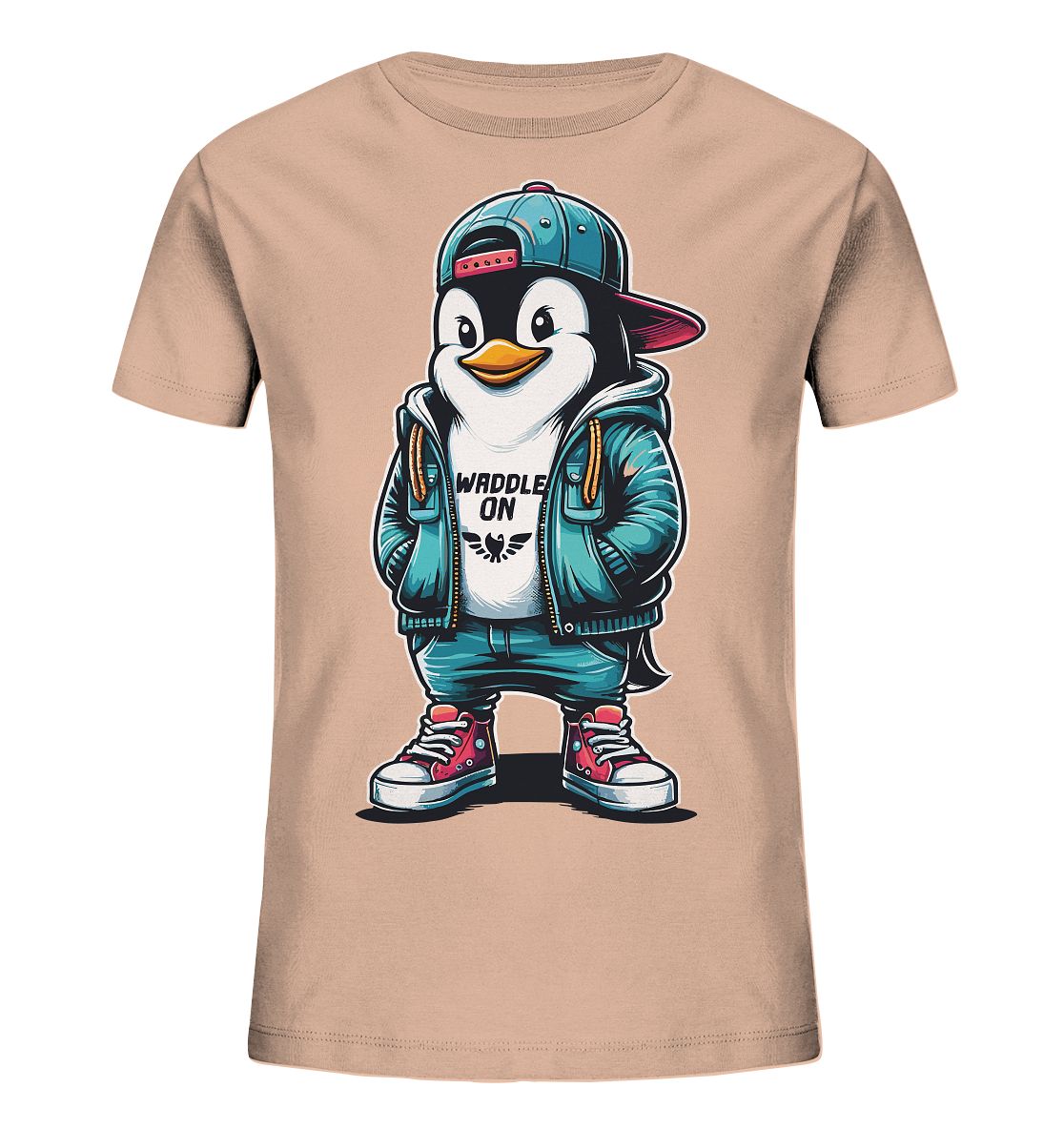 Hipster Pinguin Waddle On - Kinder Bio Shirt - Kiebitzdelle