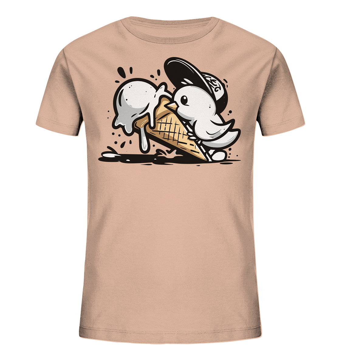 Möwe Küken mit Eis Street Art - Kinder Bio Shirt