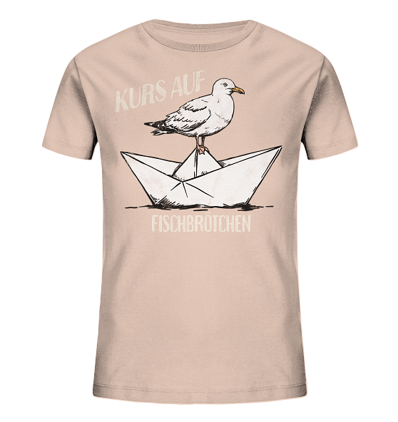 Kurs auf Fischbrötchen Papierschiff Möwe - Kinder Bio Shirt - Kiebitzdelle