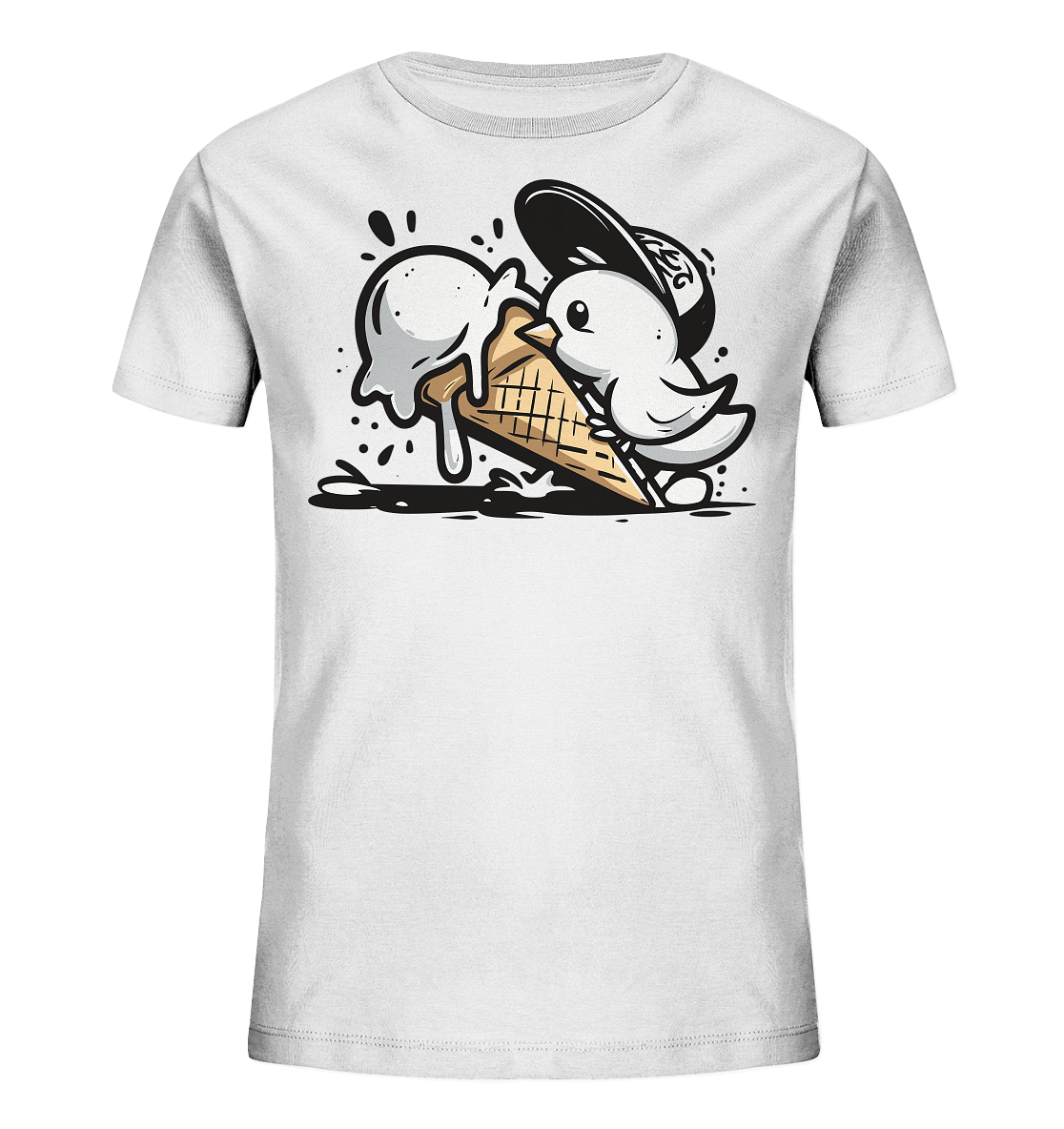 Möwe Küken mit Eis Street Art - Kinder Bio Shirt