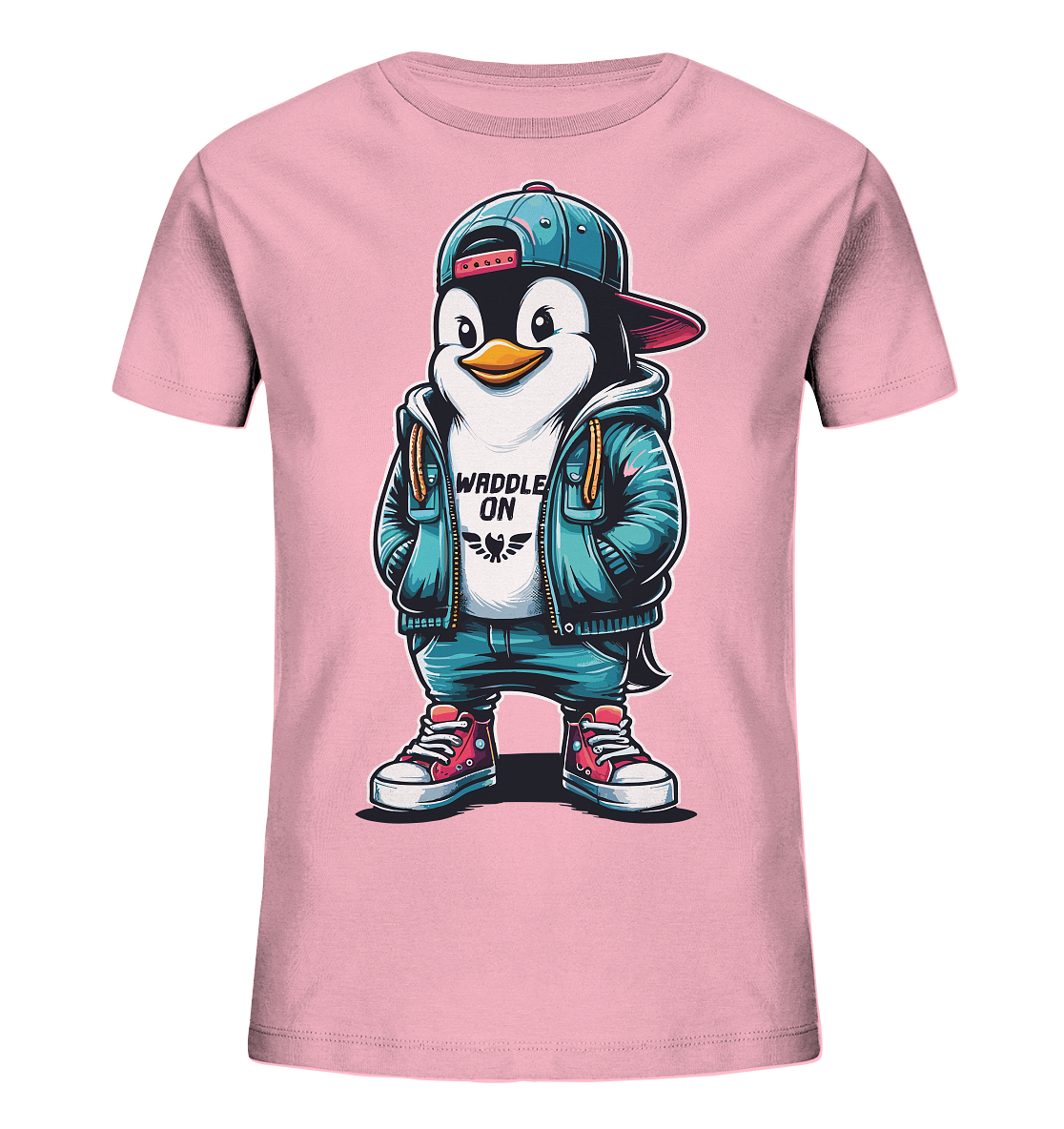 Hipster Pinguin Waddle On - Kinder Bio Shirt - Kiebitzdelle