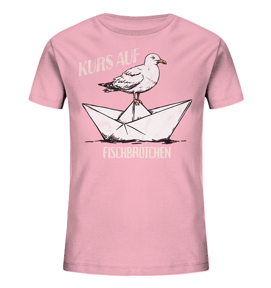 Kurs auf Fischbrötchen Papierschiff Möwe - Kinder Bio Shirt - Kiebitzdelle