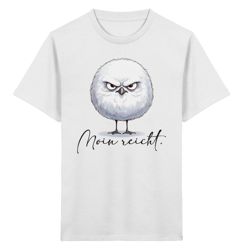 Moin reicht - Grimmige runde Möwe - Kids Organic Shirt in White - Studio Ansicht - Kiebitzdelle