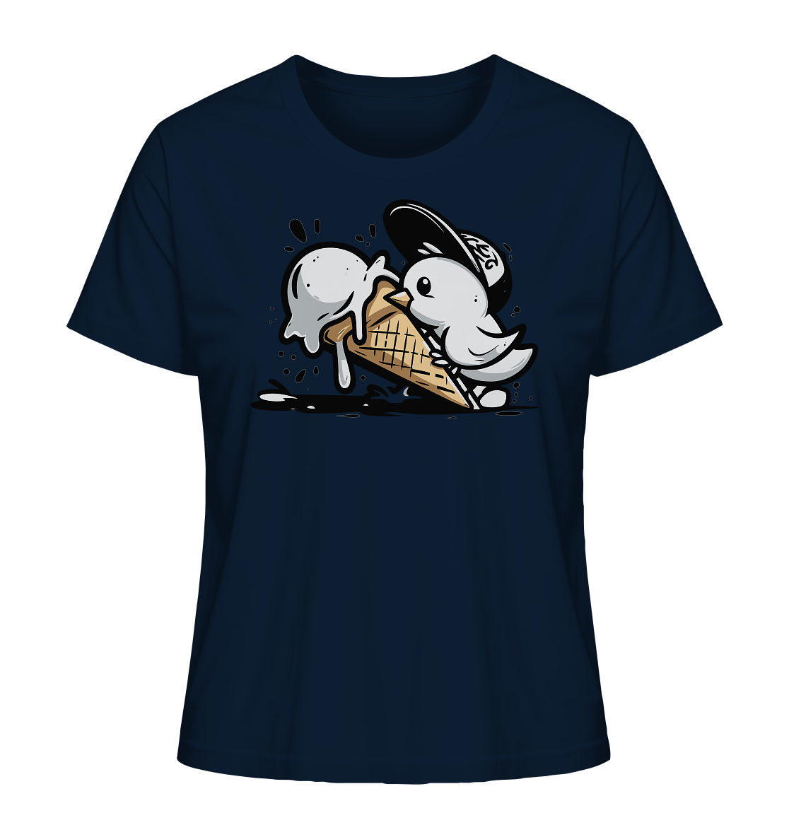 Möwe Küken mit Eis Street Art - Damen Premium Bio Shirt - Kiebitzdelle