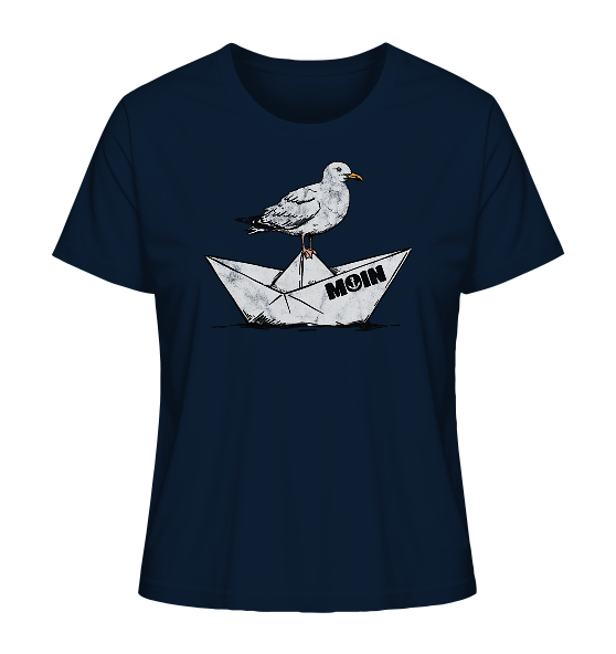 Papierschiff Möwe Moin - Damen Premium Bio Shirt - Kiebitzdelle