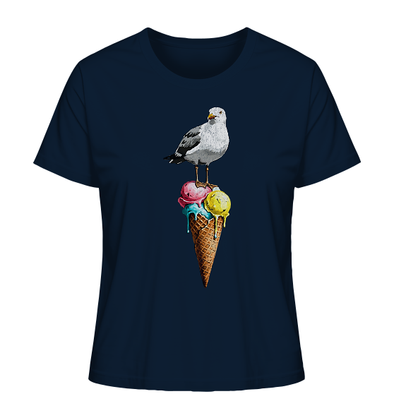 Eisdieb Freche Möwe mit Eiscreme - Damen Premium Bio Shirt - Kiebitzdelle