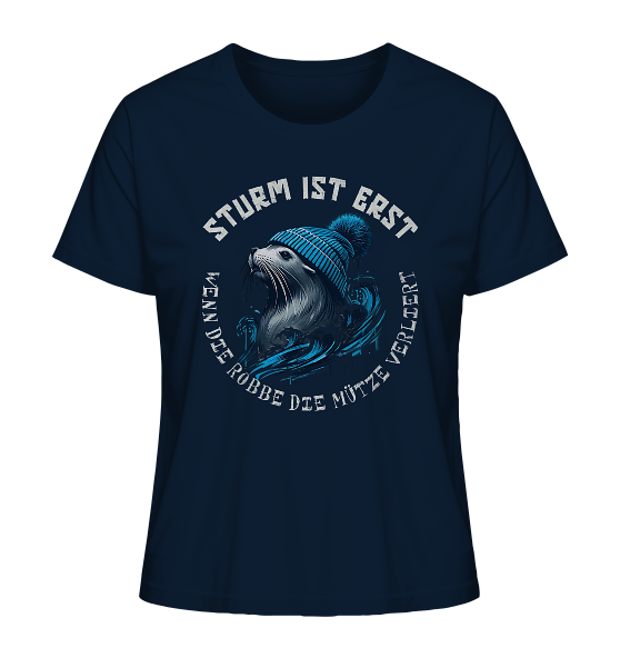 Sturm ist erst wenn die Robbe die Mütze verliert - Damen Premium Bio Shirt - Kiebitzdelle