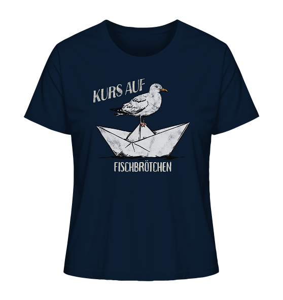 Kurs auf Fischbrötchen Papierschiff Möwe - Damen Premium Bio Shirt - Kiebitzdelle
