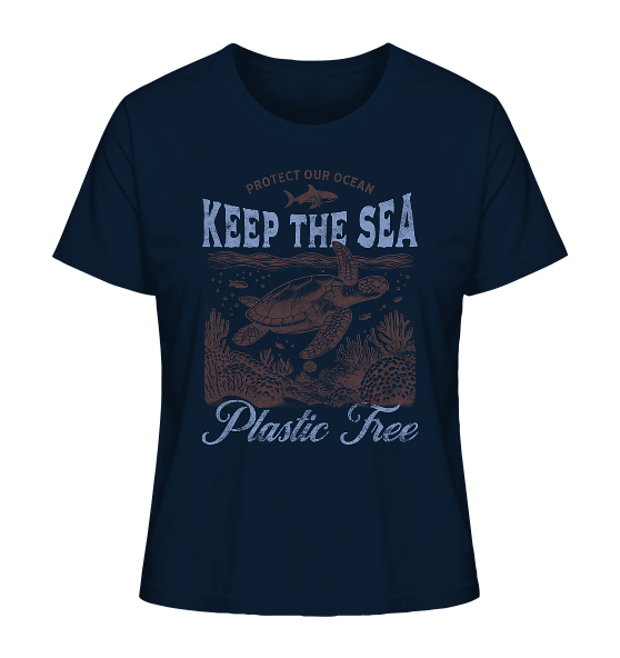 Keep the Sea Plastic Free Umweltschutz Spruch - Damen Premium Bio Shirt