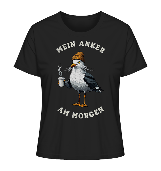Mein Anker am Morgen Kaffee Möwe - Damen Premium Bio Shirt - Kiebitzdelle