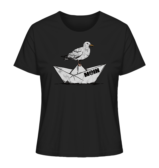 Papierschiff Möwe Moin - Damen Premium Bio Shirt - Kiebitzdelle