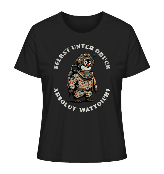 Wattdicht Pinguin Taucher mit lustigem Spruch - Damen Premium Bio Shirt