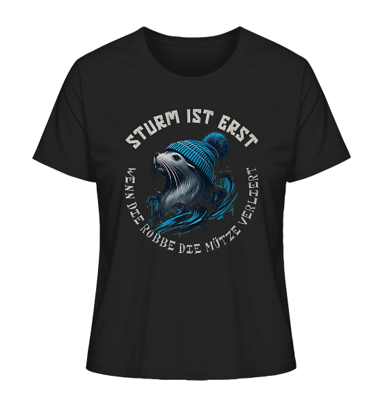 Sturm ist erst wenn die Robbe die Mütze verliert - Damen Premium Bio Shirt - Kiebitzdelle