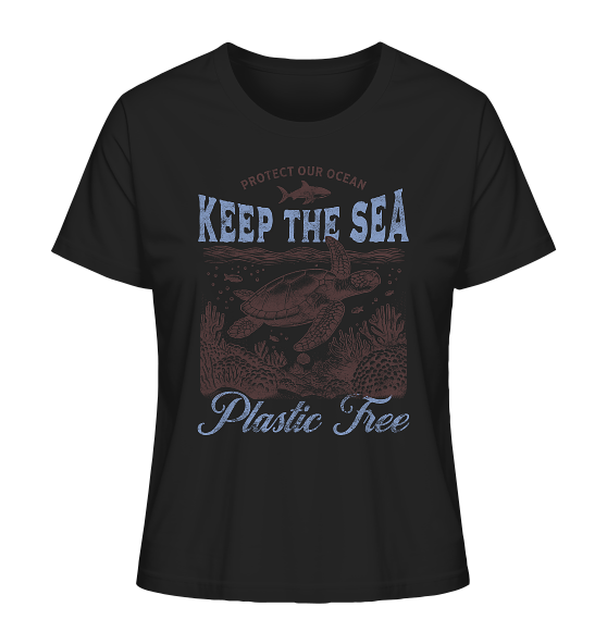 Keep the Sea Plastic Free Umweltschutz Spruch - Damen Premium Bio Shirt