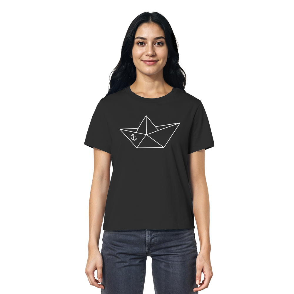 Papierschiff Papierboot Origami - Damen Premium Bio Shirt - Kiebitzdelle