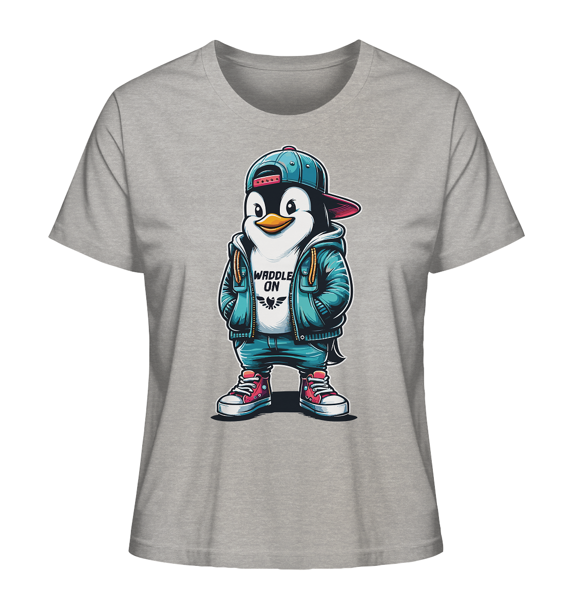 Hipster Pinguin Waddle On - Damen Premium Bio Shirt - Kiebitzdelle