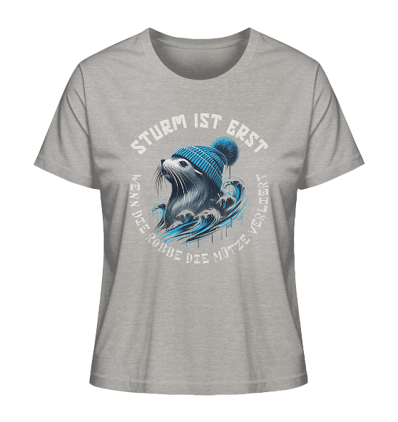 Sturm ist erst wenn die Robbe die Mütze verliert - Damen Premium Bio Shirt - Kiebitzdelle