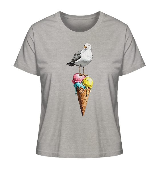Eisdieb Freche Möwe mit Eiscreme - Damen Premium Bio Shirt - Kiebitzdelle