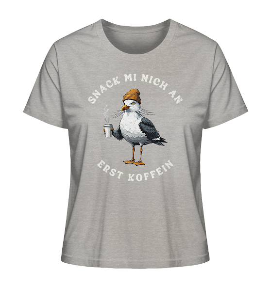 Snack mi nich an erst Koffein Möwe Spruch - Damen Premium Bio Shirt - Kiebitzdelle
