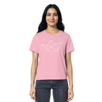 Papierschiff Papierboot Origami - Damen Premium Bio Shirt in Cotton Pink - Studio Ansicht - Kiebitzdelle