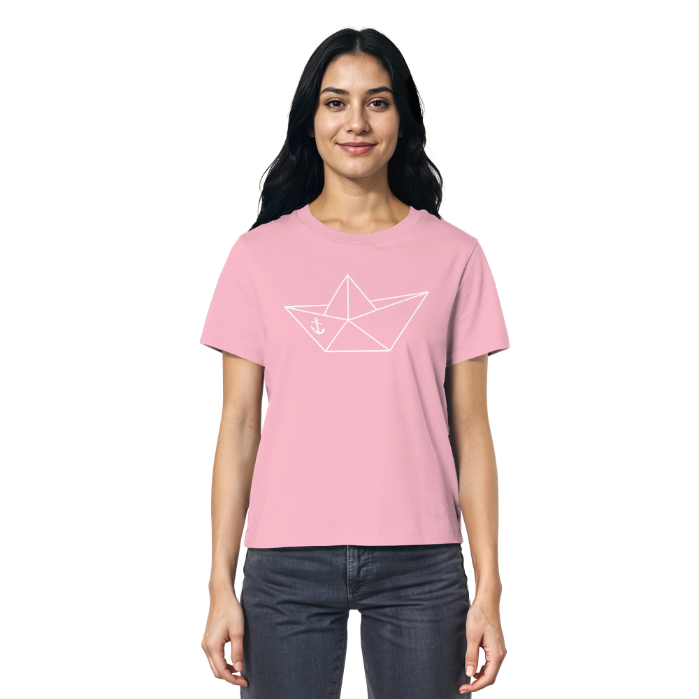 Papierschiff Papierboot Origami - Damen Premium Bio Shirt - Kiebitzdelle