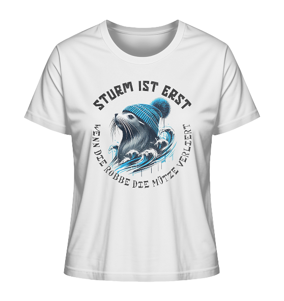 Sturm ist erst wenn die Robbe die Mütze verliert - Damen Premium Bio Shirt - Kiebitzdelle