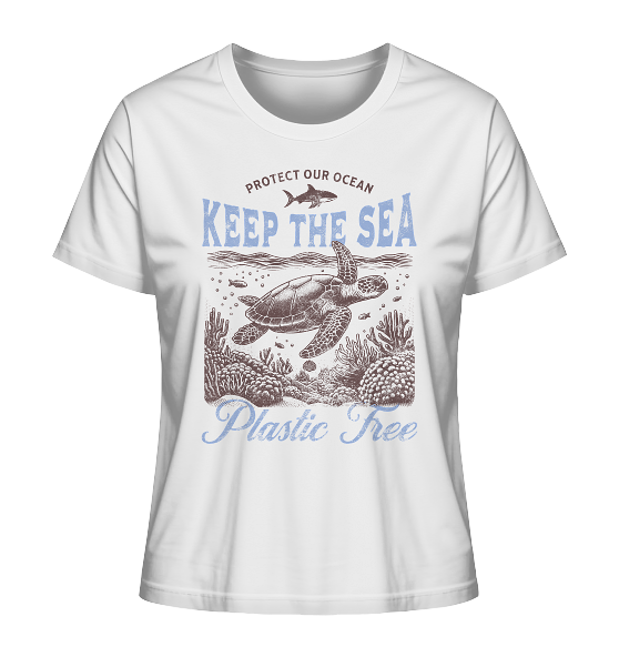 Keep the Sea Plastic Free Umweltschutz Spruch - Damen Premium Bio Shirt