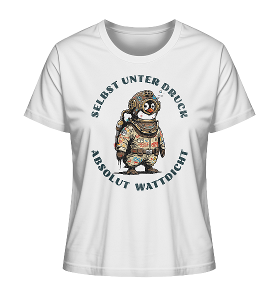 Wattdicht Pinguin Taucher mit lustigem Spruch - Damen Premium Bio Shirt