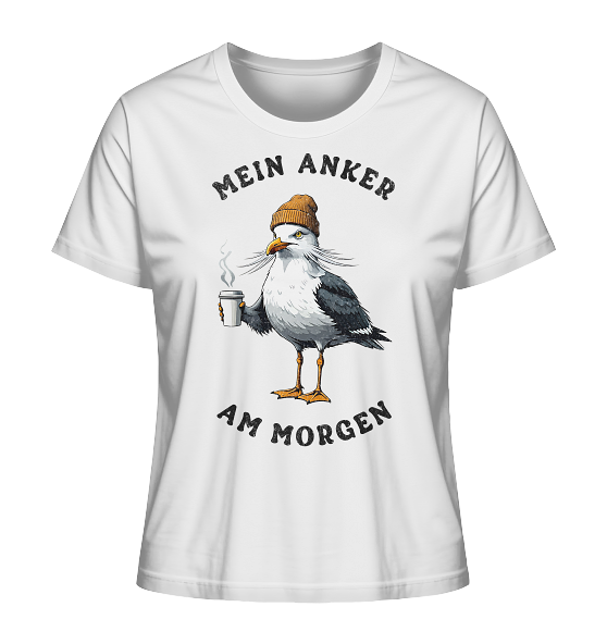 Mein Anker am Morgen Kaffee Möwe - Damen Premium Bio Shirt - Kiebitzdelle