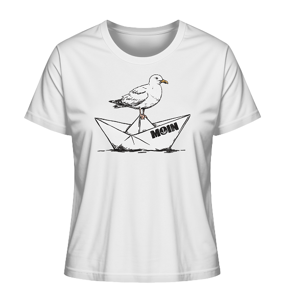 Papierschiff Möwe Moin - Damen Premium Bio Shirt - Kiebitzdelle