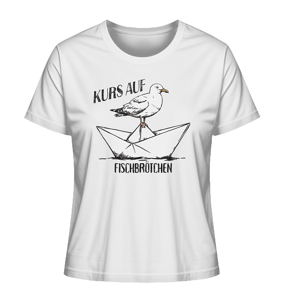Kurs auf Fischbrötchen Papierschiff Möwe - Damen Premium Bio Shirt - Kiebitzdelle