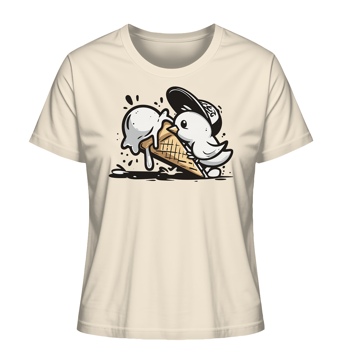 Möwe Küken mit Eis Street Art - Damen Premium Bio Shirt - Kiebitzdelle