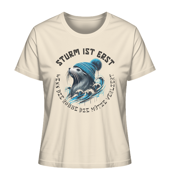 Sturm ist erst wenn die Robbe die Mütze verliert - Damen Premium Bio Shirt - Kiebitzdelle