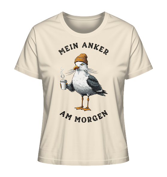 Mein Anker am Morgen Kaffee Möwe - Damen Premium Bio Shirt - Kiebitzdelle