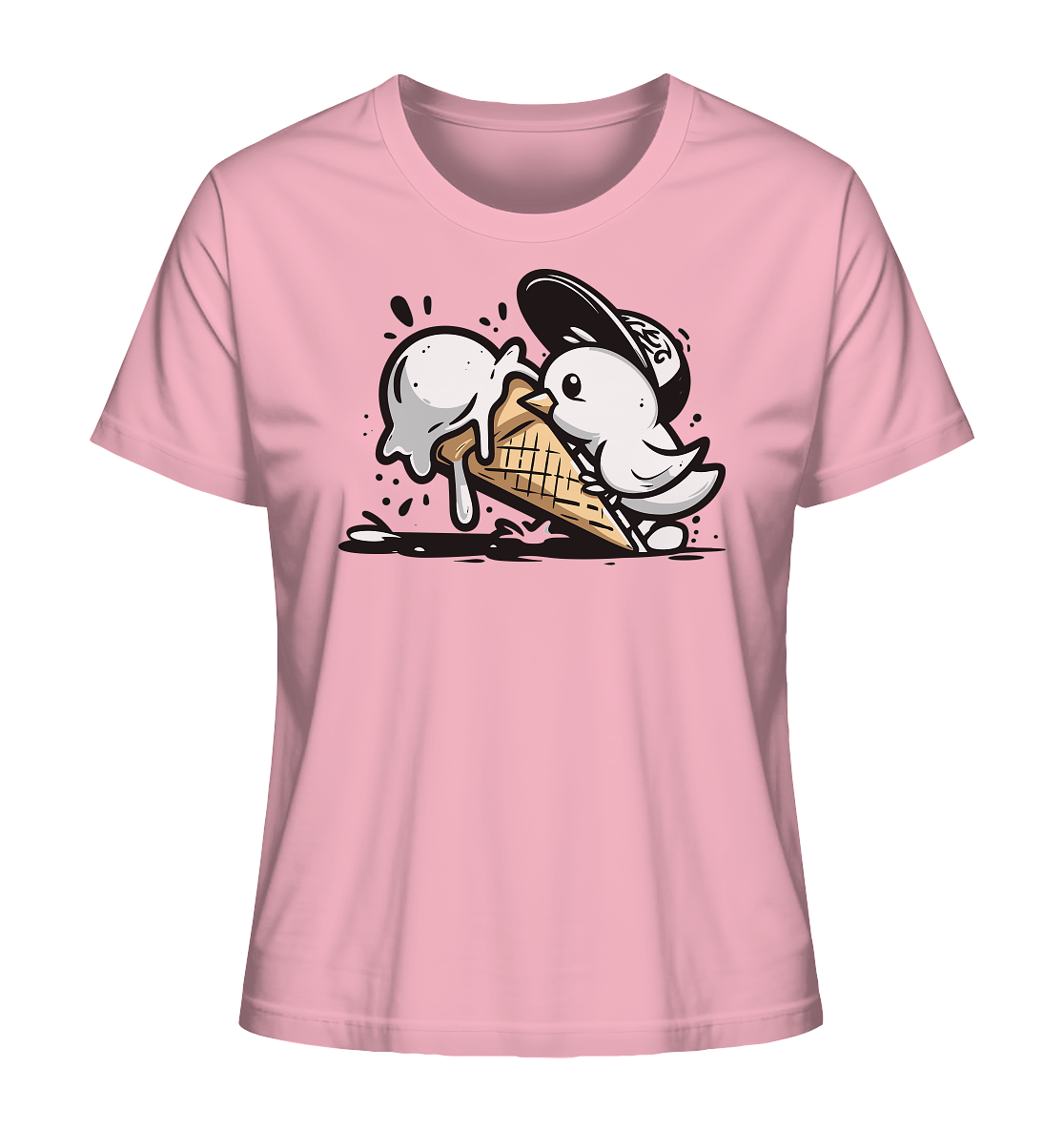 Möwe Küken mit Eis Street Art - Damen Premium Bio Shirt - Kiebitzdelle