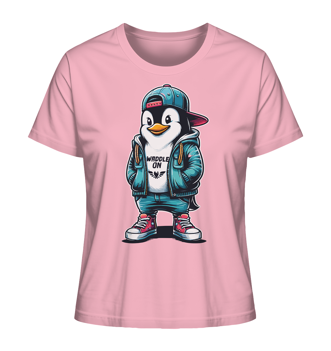 Hipster Pinguin Waddle On - Damen Premium Bio Shirt - Kiebitzdelle