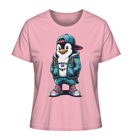 Hipster Pinguin Waddle On - Damen Premium Bio Shirt