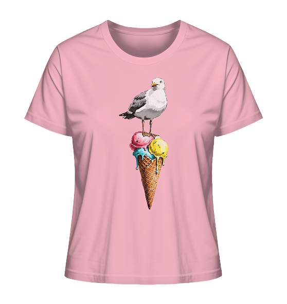 Eisdieb Freche Möwe mit Eiscreme - Damen Premium Bio Shirt - Kiebitzdelle